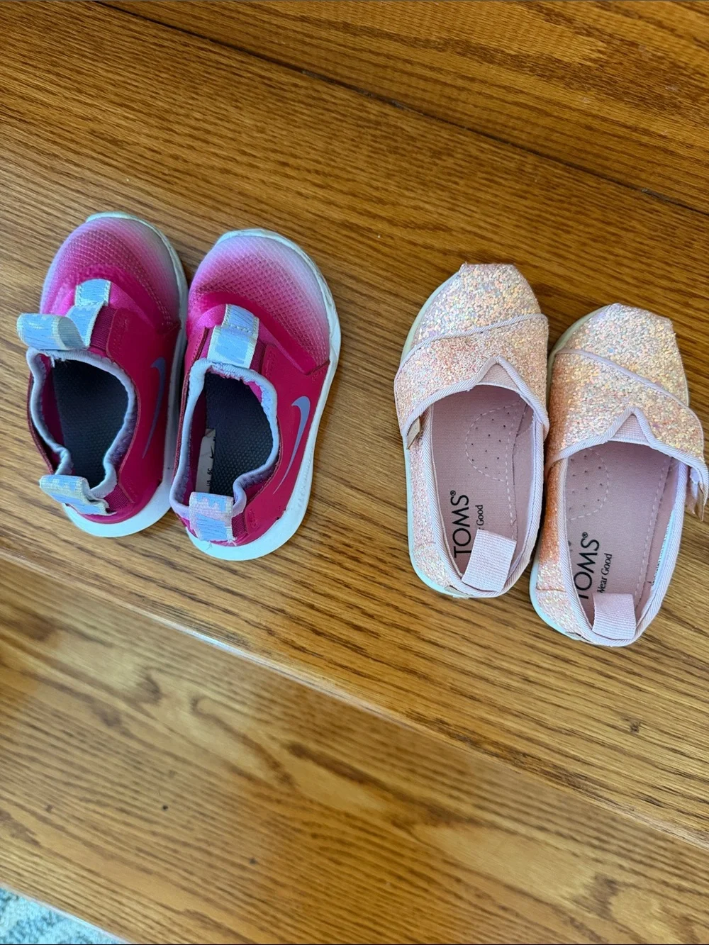 Nike Kids Pink Slip-On Athletic Sandals and Toms